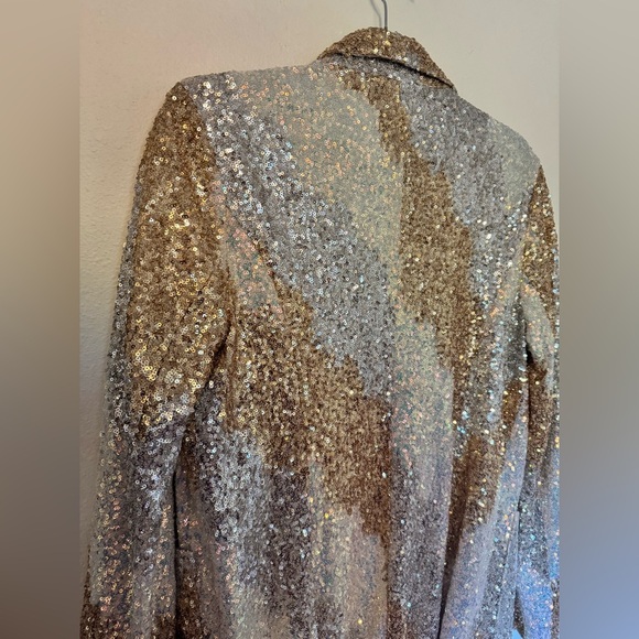 NEW 12th Tribe Genevieve Sequin Blazer Jacket Iridescent Gold Silver Small NWT - Picture 11 of 11